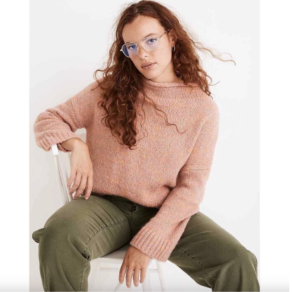 Madewell Varina Wool Alpaca Blend Mockneck Sweater Pink Size Medium